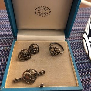 Georg Jensen vintage set - earrings, ring, pin